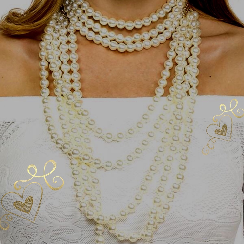 Multi Strand Faux Pearl Statement necklace Set